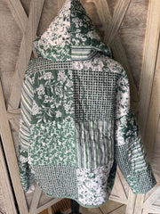 Custom Made for YOU Upcycled  Quilt Looking Blanket Sweatshirt Hoodie with Pocket, Waistband and Cuffs