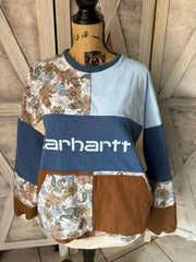Carhartt Upcycled Crewneck Sweatshirt Paisley Park Upcycle Carhartt Sweatshirt with Coordinating Pocket