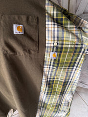 Double Trouble with Two Carhartt Upcycles Carhartt Flannel with Pockets and Coordinating Carhartt Pocket Tee Upcycle