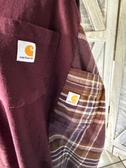 Wine Country with Two Carhartt Upcycles Carhartt Flannel with Pockets and Coordinating Carhartt Pocket Tee Upcycle 2XL 3XL  can make smaller