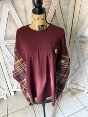 Wine Country with Two Carhartt Upcycles Carhartt Flannel with Pockets and Coordinating Carhartt Pocket Tee Upcycle 2XL 3XL  can make smaller