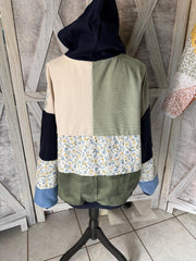 Blue Floral Carhartt Upcycled Made to Work Authentic Carhartt Front Graphic Hoodie Upcycle Carhartt Hoodie