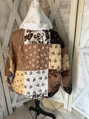Autumn Barn Upcycled  Blanket Sweatshirt Hoodie with Pocket, Waistband and Cuffs Upcycled Hoodie