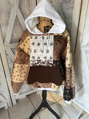 Autumn Barn Upcycled  Blanket Sweatshirt Hoodie with Pocket, Waistband and Cuffs Upcycled Hoodie