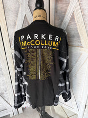 Parker McCollum  Upcycled T-Shirt and Long Sleeve Black and White Plaid  Flannel Upcycle Concert T-Shirt Upcycle
