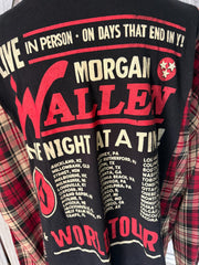 Morgan Wallen Upcycled Liscensed Reworked Concert T-Shirt and Flannel Long Sleeve Back Graphic